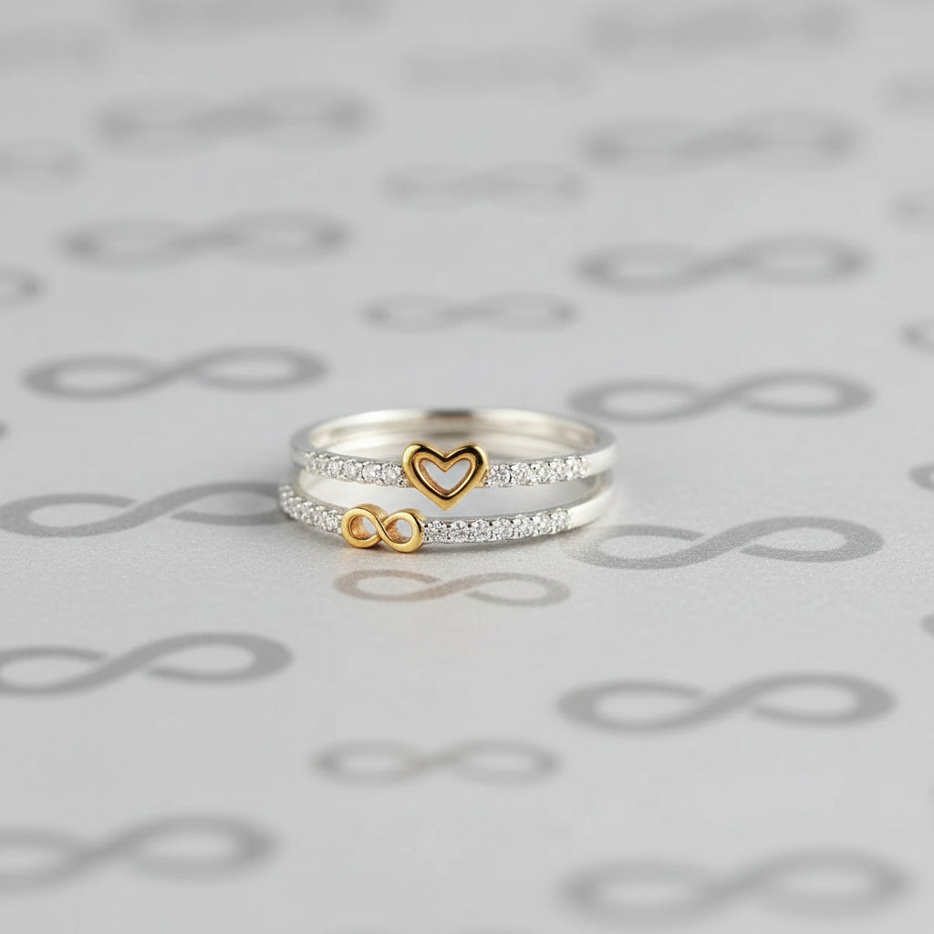 Conjunto de Anillos Corazón e Infinito Eterno