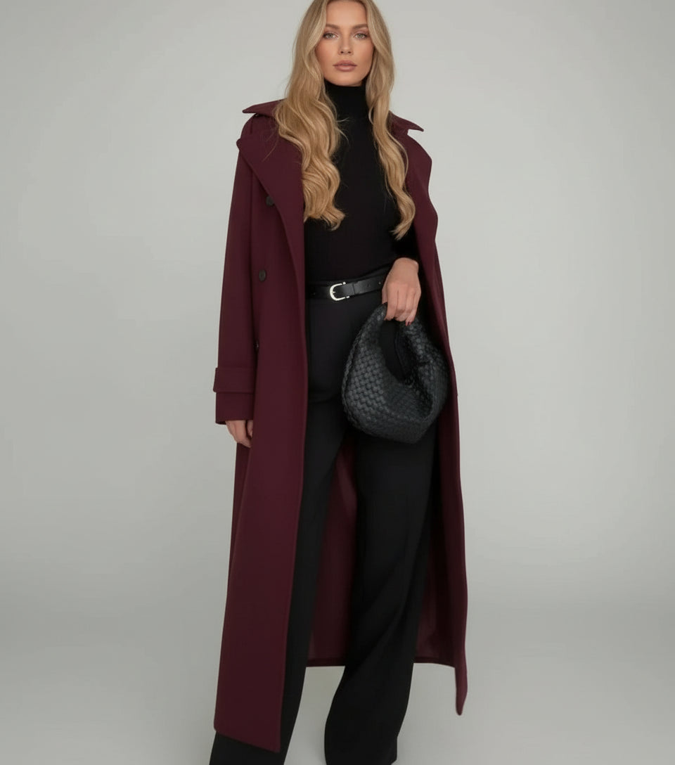 Abrigo Largo de Mezcla de Lana