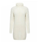 Vestido de Punto con Cuello Alto Acanalado