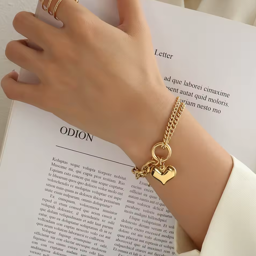 Pulsera de Corazón de Doble Capa