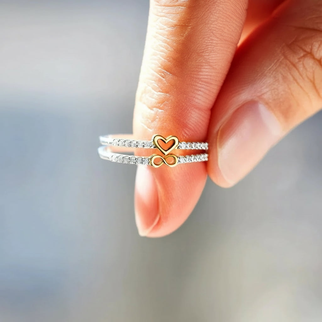 Conjunto de Anillos Corazón e Infinito Eterno