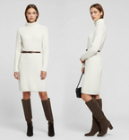 Vestido de Punto con Cuello Alto Acanalado