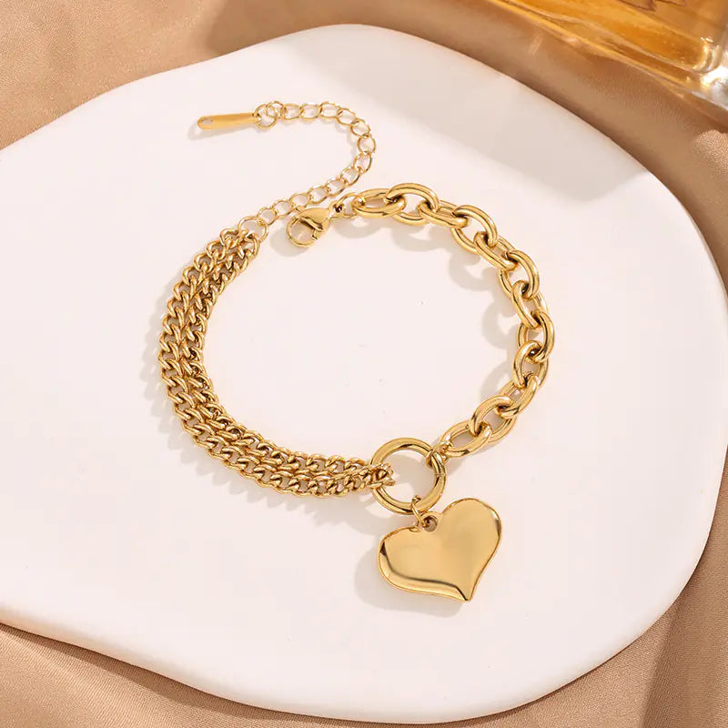 Pulsera de Corazón de Doble Capa