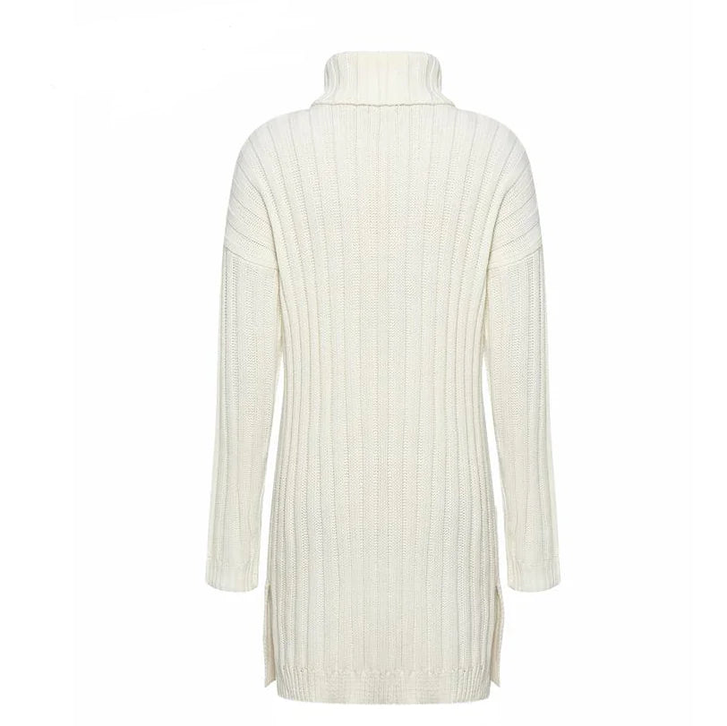 Knit Dress with High Neck and Short Skirt