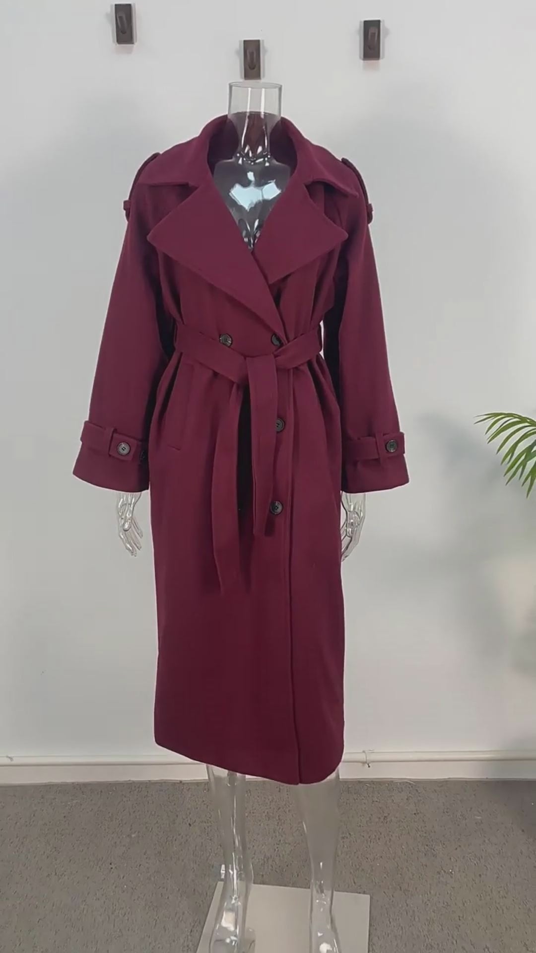 Abrigo Largo de Mezcla de Lana