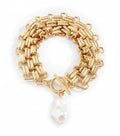 Pulsera Cadena Dorada Audaz con Perla