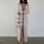 Vestido de Punto Acanalado con Botones