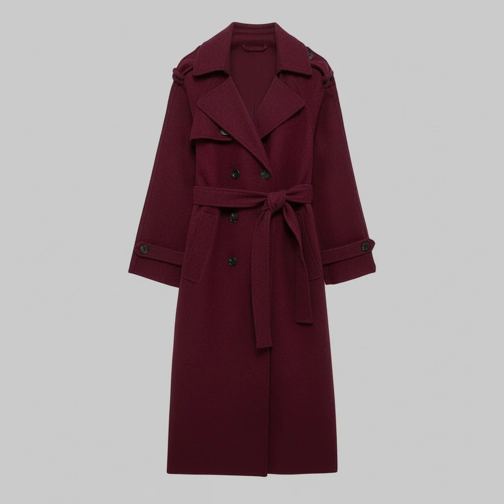 Abrigo Largo de Mezcla de Lana